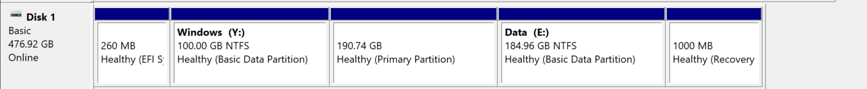 What my drive looks like in Disk Management